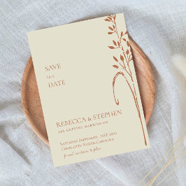Elegant kräm och terrakotta boho spara datum inbjudningar