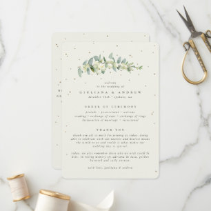 Elegant Kräm Vit Snöbär+Eukalyptus Stam Bröllop Program