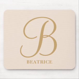 Elegant krämbeige modern giroskript monogram musmatta