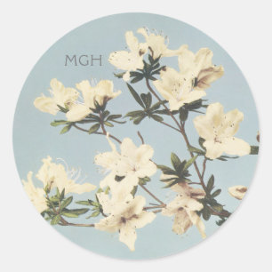 Elegant krämfärgad Azalea blomster monogram kuvert Runt Klistermärke