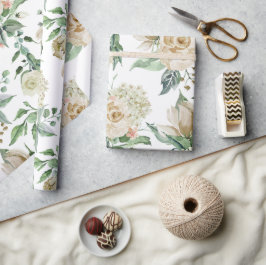 Elegant krämfärgad blomsterbröllop presentpapper