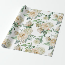 Elegant krämfärgad blomsterbröllop presentpapper