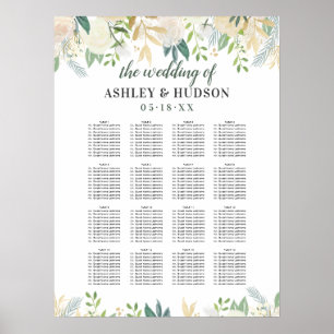 Elegant krämfärgad blomstergrönska bröllopsplatska poster
