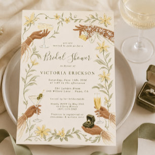 Elegant krämfärgad cocktail bröllopsdusch-inbjudan inbjudningar