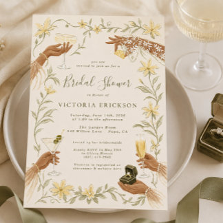 Elegant krämfärgad cocktail bröllopsdusch-inbjudan inbjudningar