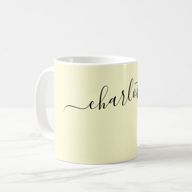Elegant krämfärgad modern namn Anpassad Kaffemugg (Framsida vänster)