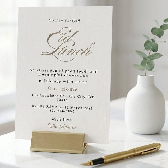 Elegant krämfärgad script minimalist Eid lunchfest Inbjudningar (Skapare uppladdad)
