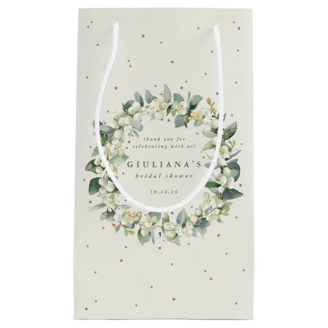 Elegant krämfärgad snöbärs- och eukalyptusbröllops (Framsidan)
