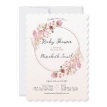 Elegant krans av vilda blommor Baby Shower-inbjuda
