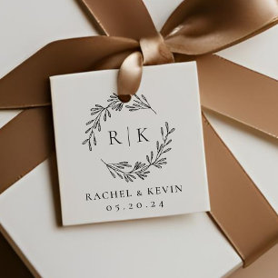 Elegant krans bröllopsinitial monogram gåvor etiketter