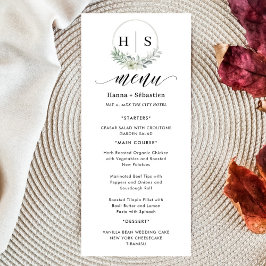 Elegant krans monogram bröllop meny