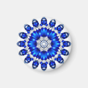 Elegant krans prydd med blå blommor magnet