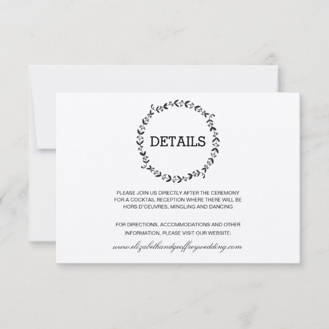 Elegant krans rustic kraft bröllopsdetaljer inbjudningar (Framsida)