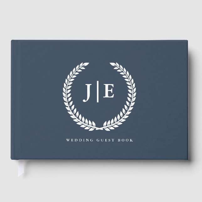Elegant Kransmonogram Bröllop Gästböcker (Framsida)