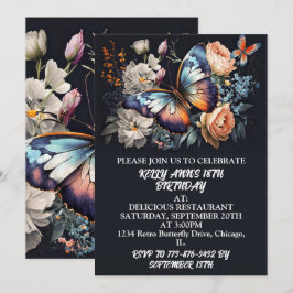 Elegant Kreativ Butterfly Art Födelsedagsfest Inbjudningar