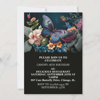 Elegant Kreativ Butterfly Art Födelsedagsfest Inbjudningar