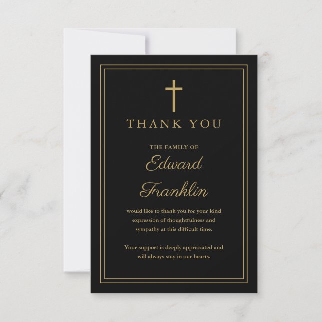 Elegant kristen firande av livets begravning tack kort (Framsida)