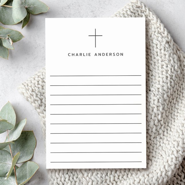 Elegant kristen korsnamn linje vit post-it block (Elegant Christian cross name lined white Post-it Notes)