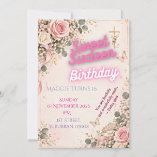 Elegant kristen Sweet 16 födelsedagsinbjudan Inbjudningar