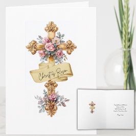 Elegant "Kristus är Risen" Blommigten Kor Påsk Helgkort