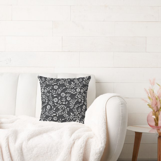 Elegant kritskriftsblommig mönster kudde (Soffa)