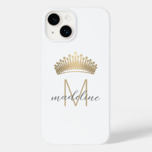 Elegant krona i guldglitter med initial monogramna