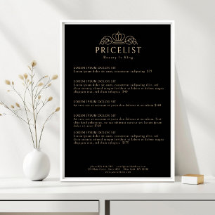 Elegant Kronlogo Svart Salong Prislista Poster