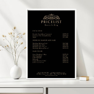 Elegant Kronlogotyp Svart Beige Prislista Poster