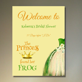 Elegant Kronprinsessa Groda Bröllopsdusch Välkomme Poster