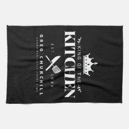 Elegant Kung Köksmodern Black med Namn Kökshandduk