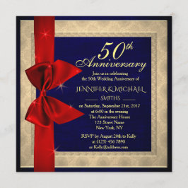 Elegant kunglig blå bröllops årsdag inbjudan