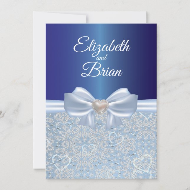 Elegant kunglig blå bröllopsinbjudan inbjudningar (Framsida)