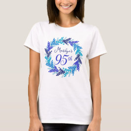Elegant kunglig blå krans monogram 95-årsdag t shirt