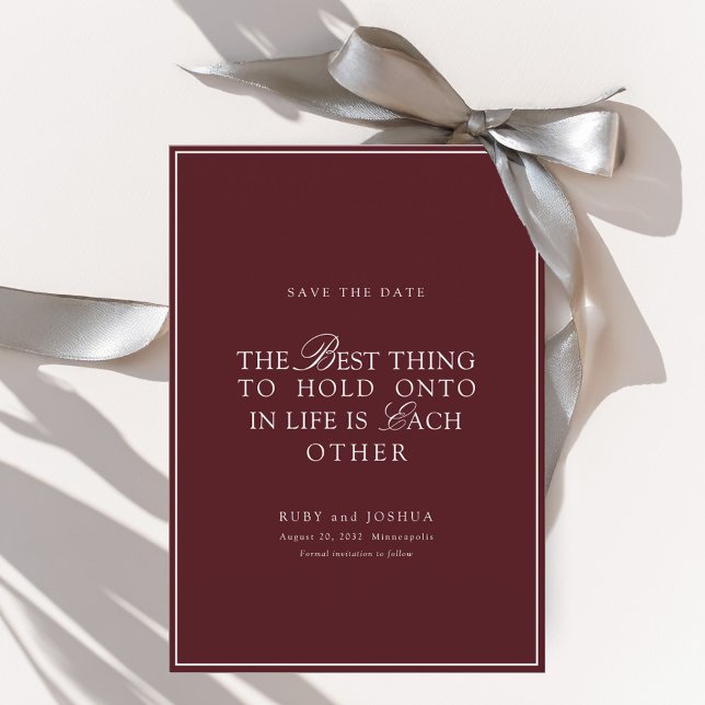 Elegant kunglig burgunder och vit bröllop spara datumet (Elegant Royal Burgundy & White Wedding Save The Date)