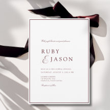 Elegant kunglig burgunder och vit script bröllop