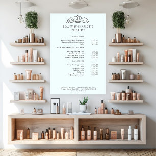 Elegant, kunglig, ljusblå prislista poster