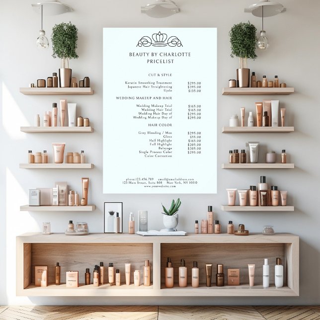 Elegant, kunglig, ljusblå prislista poster (Skapare uppladdad)