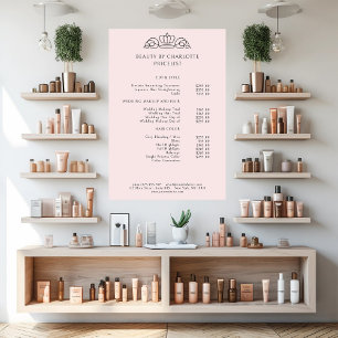 Elegant, kunglig, ljusrosa prislista poster