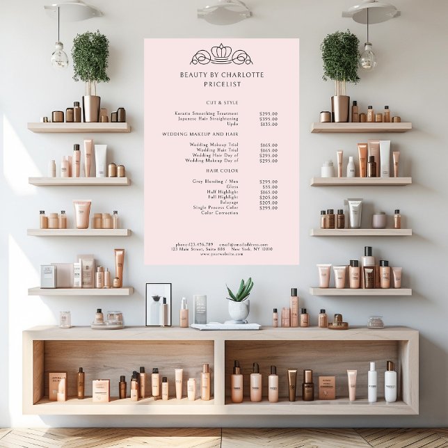 Elegant, kunglig, ljusrosa prislista poster (Skapare uppladdad)