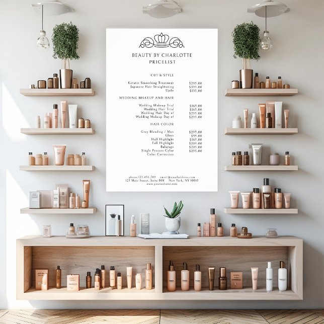 Elegant, kunglig prislista i vitt poster (Skapare uppladdad)
