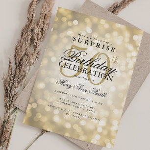 Elegant KURPRISE 50:e födelsedagen Glam Guld Ljus Inbjudningar