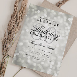 Elegant KURPRISE 80:e födelsedagen Glam Silver Lju Inbjudningar