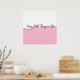 Elegant kursiv citat rosa & vit väggutskrift poster