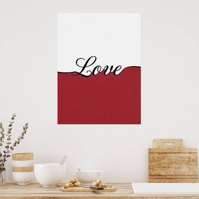 Elegant kursiv kärlek minimalistisk väggutskrift poster (Kök)