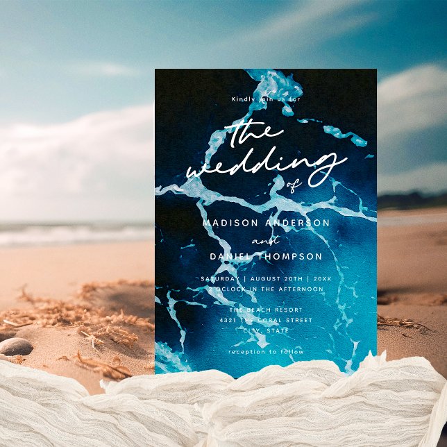 Elegant kust sommar blå hav bröllop inbjudningar (Skapare uppladdad)