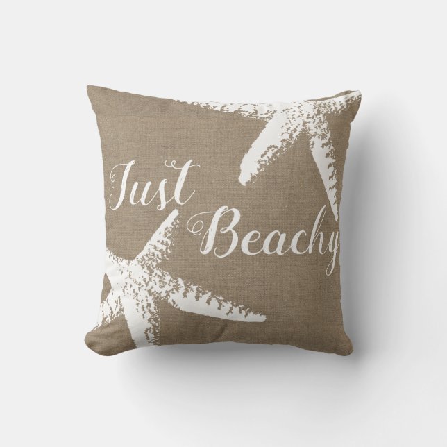 Elegant kust- vitsjöstjärna & FauxBurlap Kudde (Framsida)