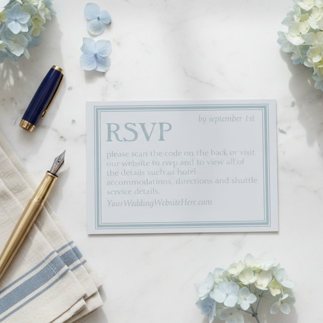 Elegant Kustblå Modern Bröllop OSA Kort (Elegant Coastal Blue Modern Wedding RSVP Card)