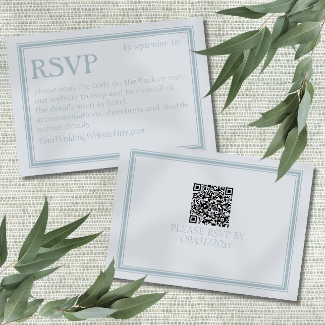 Elegant Kustblå Modern Bröllop OSA Kort (Invite guests to your coastal wedding day with this Elegant Coastal Blue Modern Wedding RSVP Card! )