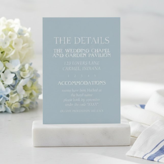 Elegant kustblå modern bröllopsfest tilläggskort (Elegant Coastal Blue Modern Wedding Enclosure Card)