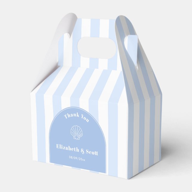 Elegant kustbröllop Blå och vit rand Presentaskar (Framsidan Sidan)
